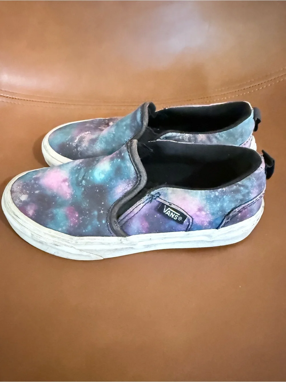 Vans Size 1 Slip-On Galaxy Canvas Sneakers - Purple, Blue, Black